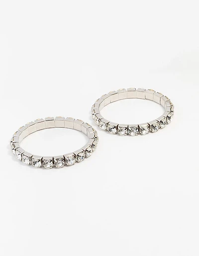 Silver Diamante Stretch Bracelet 2-Pack