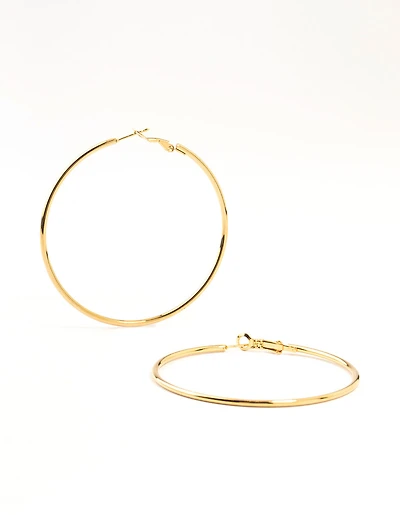 Gold Plated Surgical Steel Classic Hoop Earrings 60MM