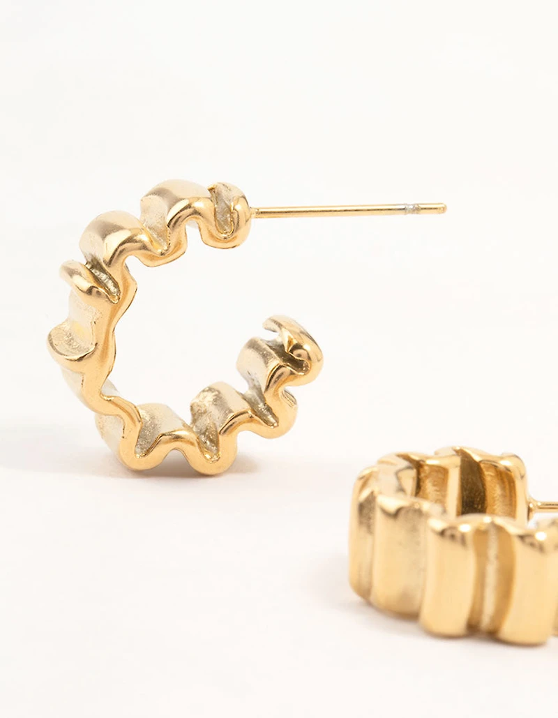 Boucles d’oreilles en cerceau gribouillis en acier chirurgical plaqués or