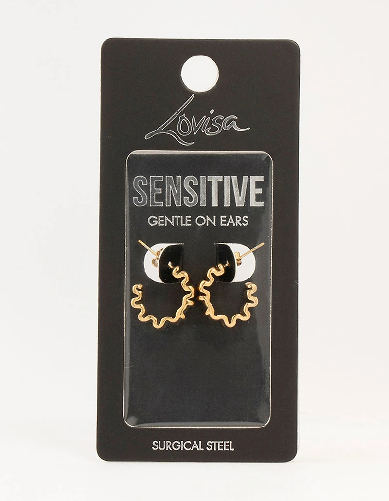 Boucles d’oreilles en cerceau gribouillis en acier chirurgical plaqués or