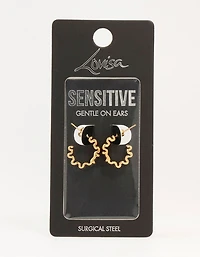 Boucles d’oreilles en cerceau gribouillis en acier chirurgical plaqués or