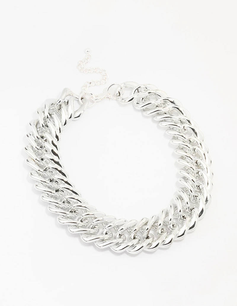 Silver Chunky Mixed Chain Necklace