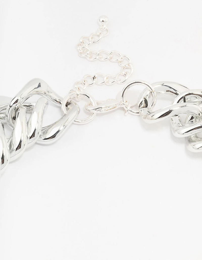 Silver Chunky Mixed Chain Necklace