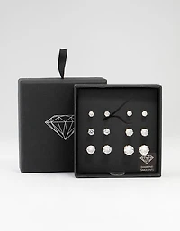 Classic Gold Round Cubic Zirconia Earrings 6-Pack