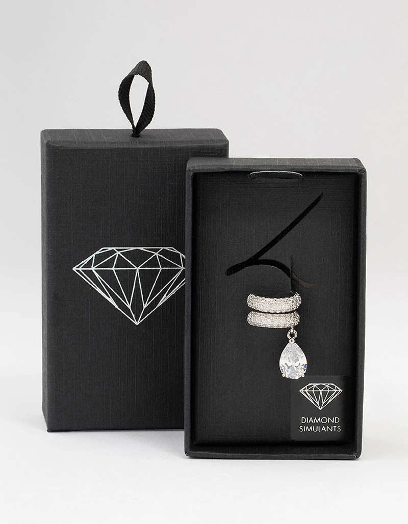 Silver Plated Cubic Zirconia Cuff Earrings 2-Pack