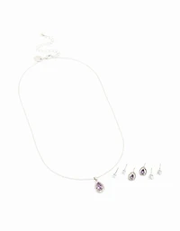 Ensemble de boucles d’oreilles et colliers en poire en argent violet et en argent