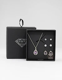 Ensemble de boucles d’oreilles et colliers en poire en argent violet et en argent