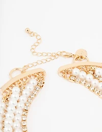 Collier ras-du-cou multi-perles en or