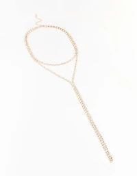 Collier Lariat Diamante en Or Rose