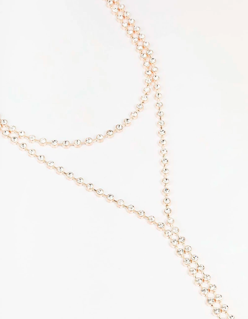Collier Lariat Diamante en Or Rose