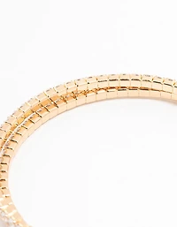 Gold Double Pointed Cubic Zirconia Bangle Bracelet