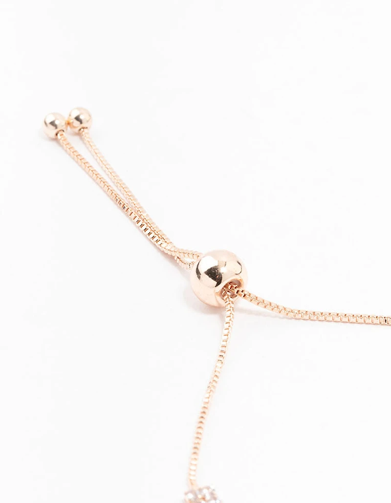 Rose Gold Cubic Zirconia Square Earrings & Tennis Bracelet Set