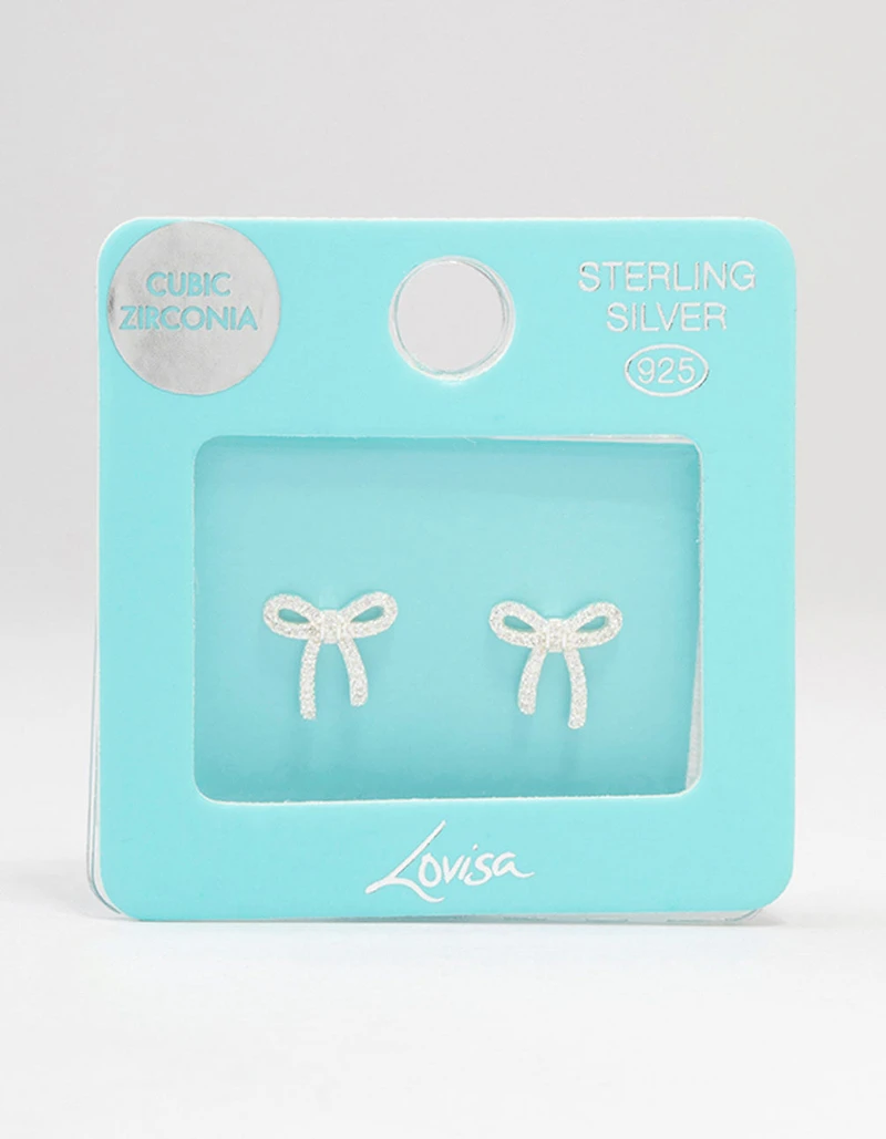 Sterling Silver Cubic Zirconia Bow Stud Earrings