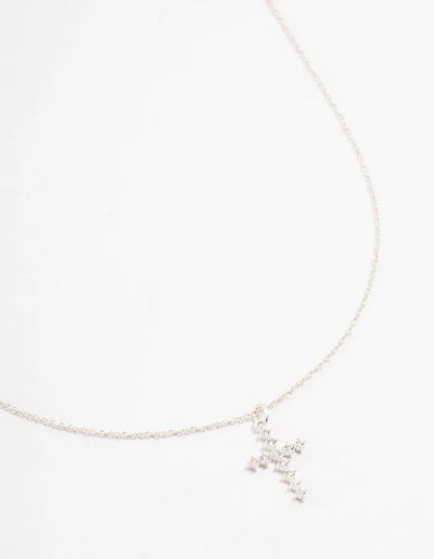 Sterling Silver Cubic Zirconia Cross Necklace