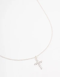 Sterling Silver Cubic Zirconia Cross Necklace