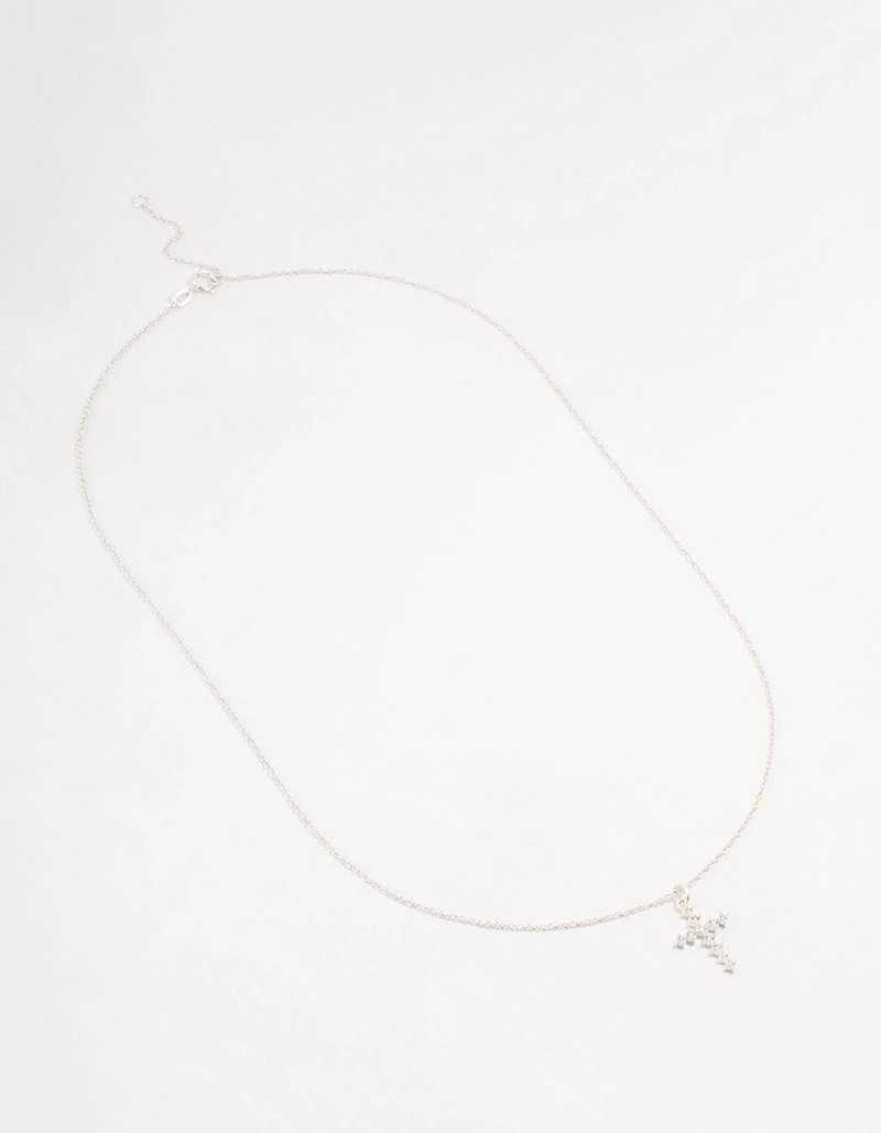 Sterling Silver Cubic Zirconia Cross Necklace