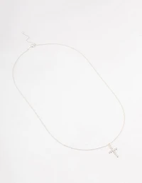 Sterling Silver Cubic Zirconia Cross Necklace