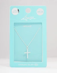 Sterling Silver Cubic Zirconia Cross Necklace