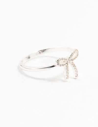 Sterling Silver Cubic Zirconia Bow Ring