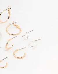 Mixed Metals Diamante Sleeper Earrings 6-Pack