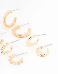 Gold Spike Huggie Earrings 6-Pack