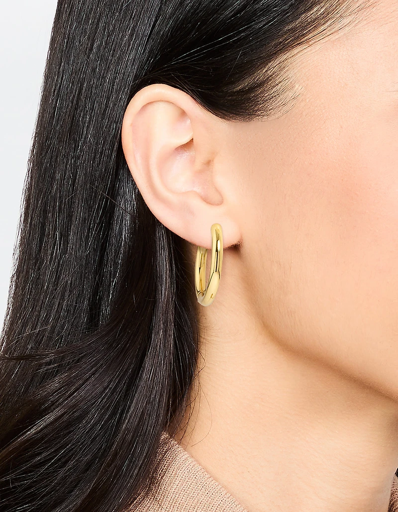 Waterproof Gold Plated Stainless Steel Clicker Hoop Earrings 24 MM