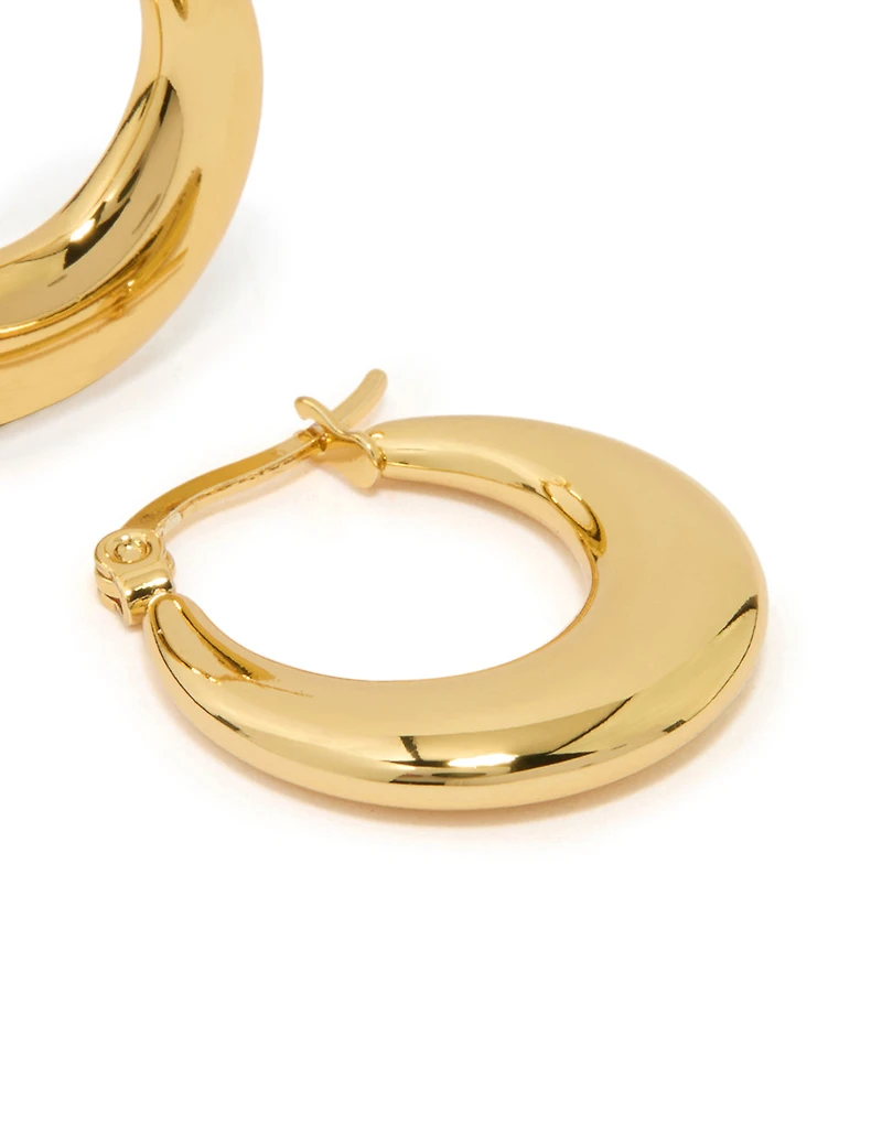 Waterproof Gold Plated Stainless Steel Crescent Hoop Earrings