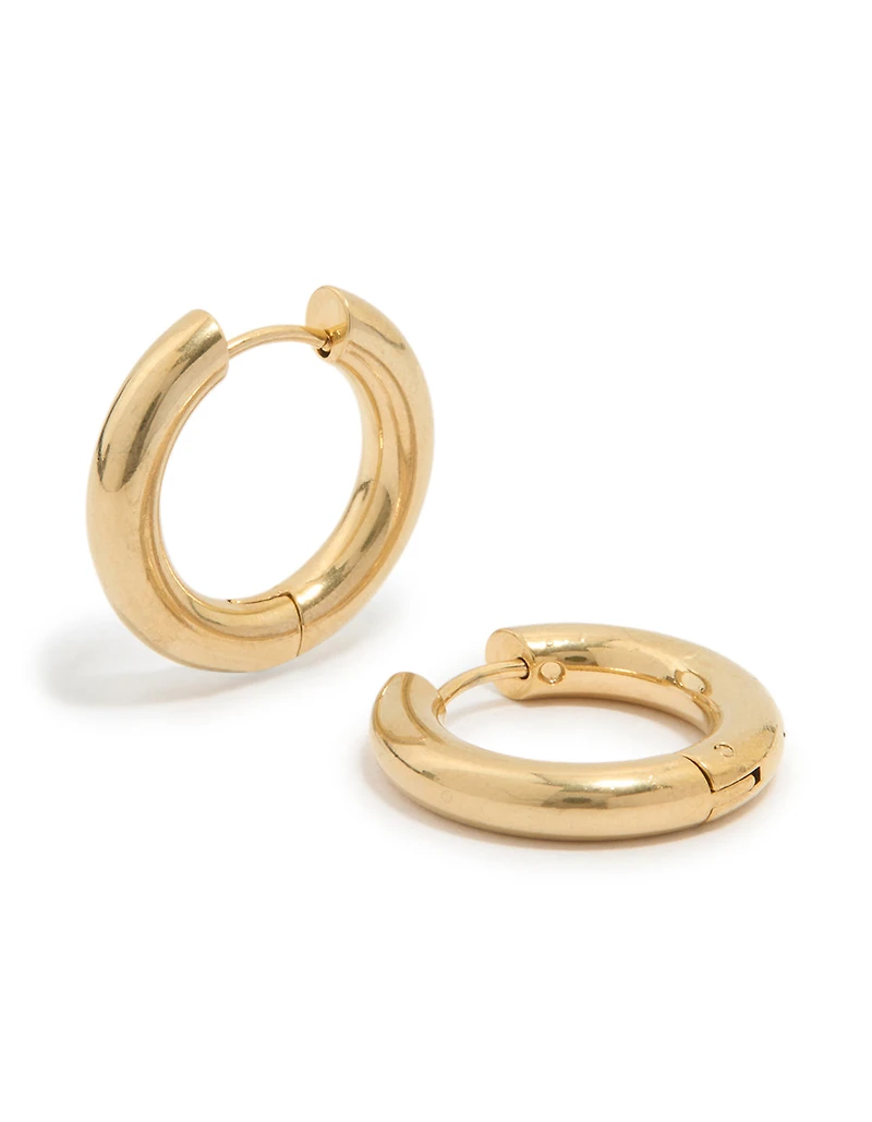 Waterproof Gold Plated Stainless Steel Thick Clicker Hoop Earrings 22 MM