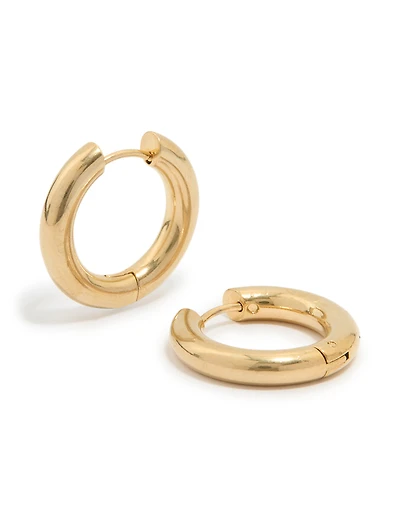 Waterproof Gold Plated Stainless Steel Thick Clicker Hoop Earrings 22 MM
