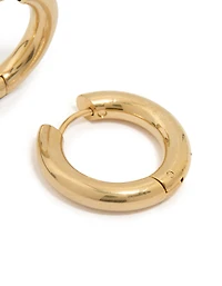 Waterproof Gold Plated Stainless Steel Thick Clicker Hoop Earrings 22 MM