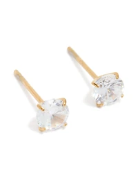 Waterproof Gold Plated Stainless Steel Cubic Zirconia Stud Earrings 5 MM