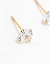 Waterproof Gold Plated Stainless Steel Cubic Zirconia Stud Earrings 5 MM