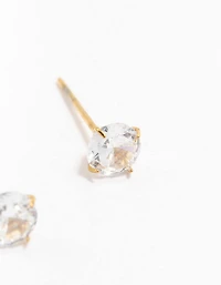 Waterproof Gold Plated Stainless Steel Cubic Zirconia Stud Earrings 5 MM