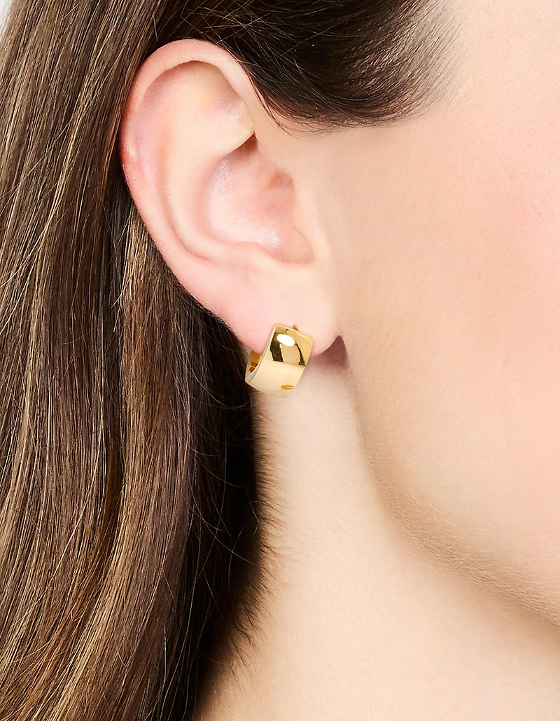 Boucles d’oreilles Huggie larges et rondes en acier inoxydable plaqué or, imperméables