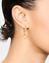Boucles d’oreilles Huggie Butterfly Drop, plaquées or et imperméables, plaquées en acier inoxydable