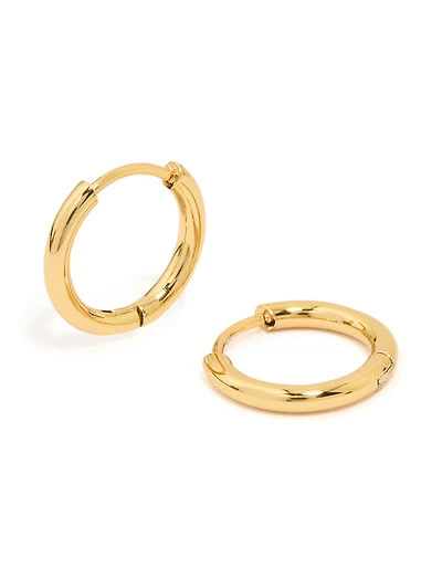 Waterproof Gold Plated Stainless Steel Core Clicker Earrings 14 MM