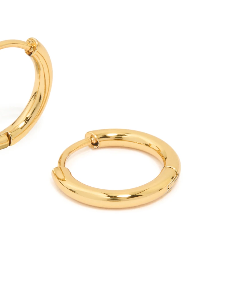 Waterproof Gold Plated Stainless Steel Core Clicker Earrings 14 MM