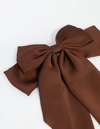 Brown Fabric Drop Bow Clip