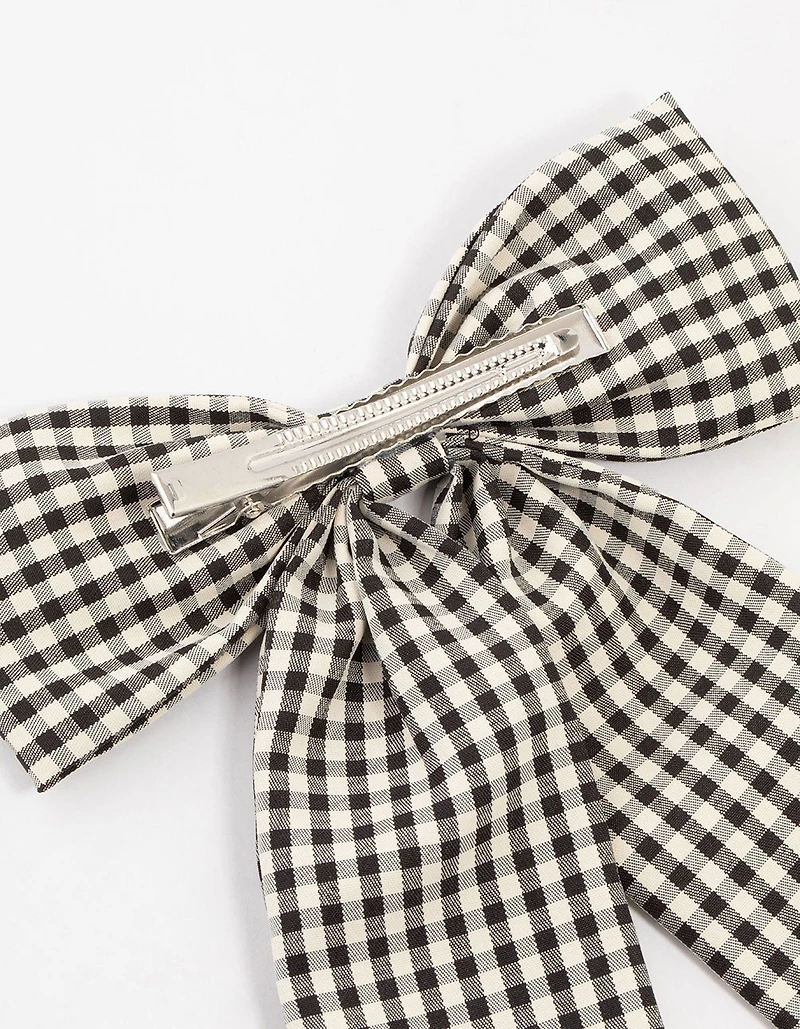 Pince à nœud moyen en tissu vichy noir et blanc