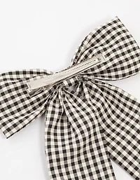 Pince à nœud moyen en tissu vichy noir et blanc