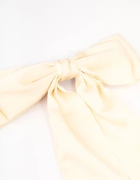 Relaxed Cream Fabric Long Bow Clip