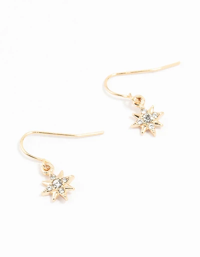 Boucles d’oreilles en or Diamante à 8 branches en étoiles