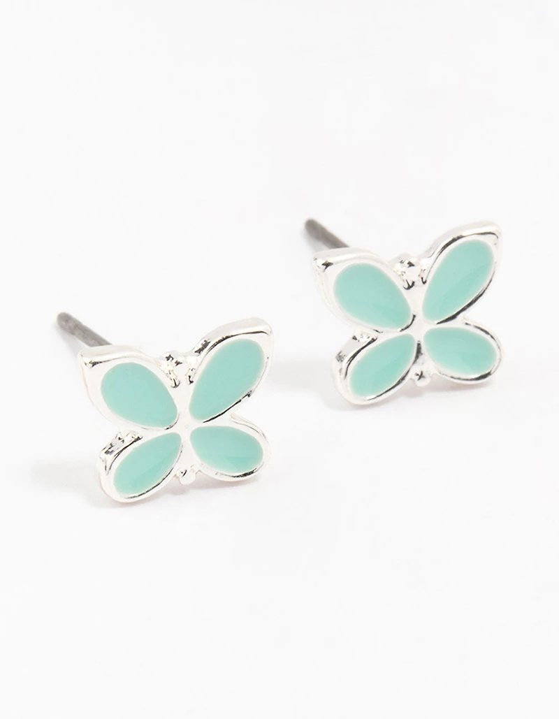 Silver Butterfly Stud Earrings