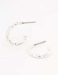 Silver Hammered Huggie Earrings