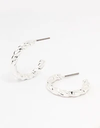 Silver Twisted Huggie Earrings