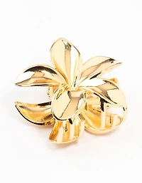 Gold Metal Hibiscus Flower Claw Clip