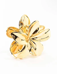 Gold Metal Hibiscus Flower Claw Clip