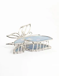 Silver Blue Butterfly Acrylic Claw Clip