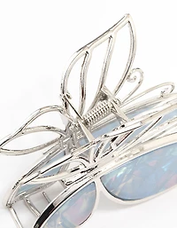 Silver Blue Butterfly Acrylic Claw Clip