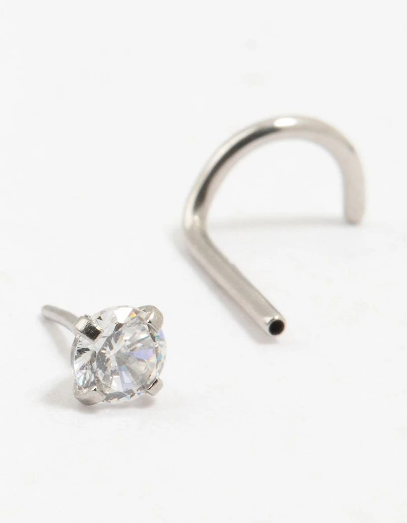 Surgical Steel Single Cubic Zirconia Threadless Nose Stud